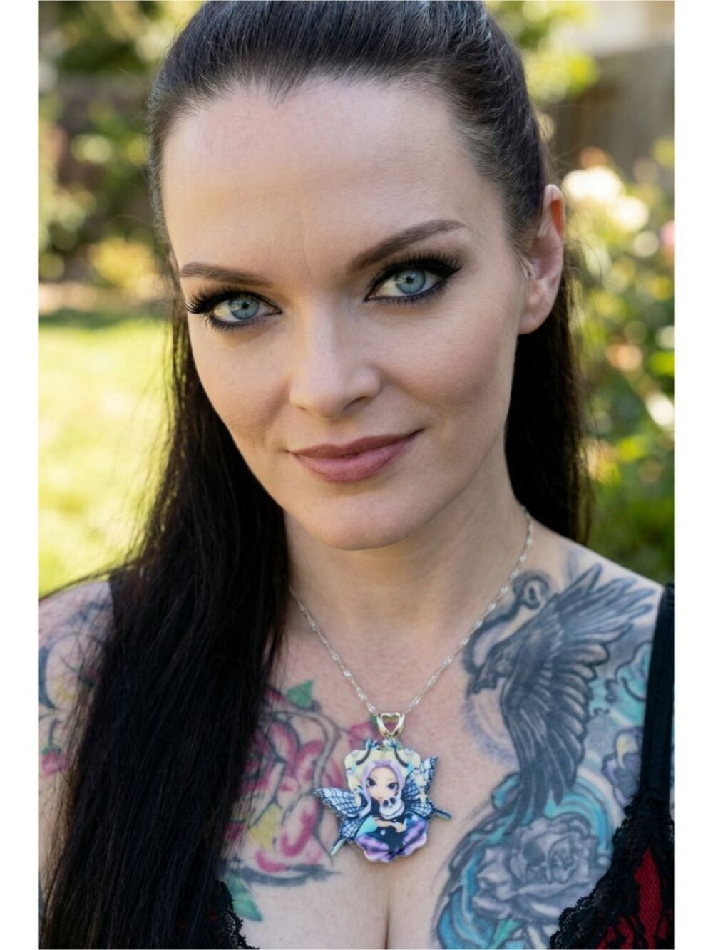 Hand Crafted ✦ Purple Bat Wing Fairy Girl Acrylic Pendant Necklace ✦ NWT